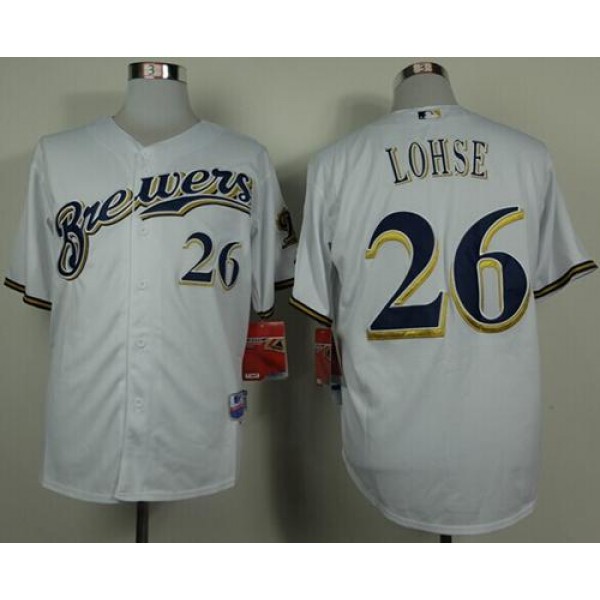 Brewers #26 Kyle Lohse White Cool Base Stitched Jersey