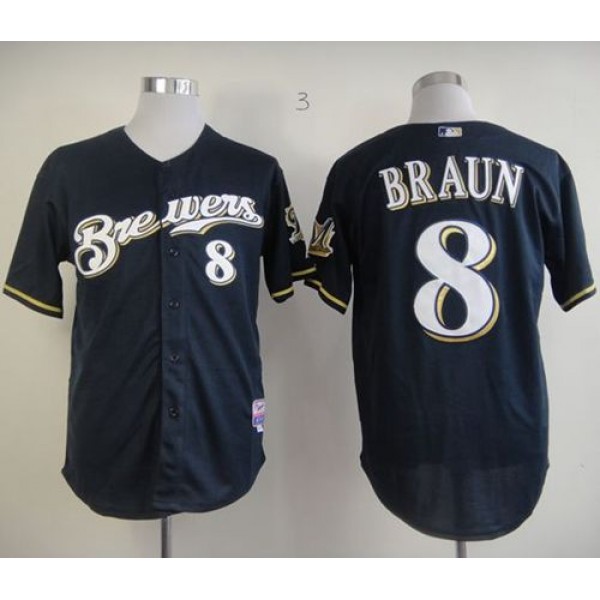 Brewers #8 Ryan Braun Stitched Blue Jersey