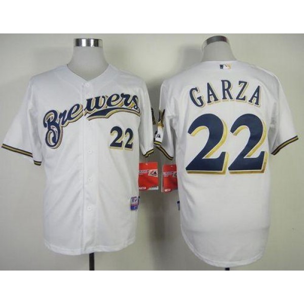 Brewers #22 Matt Garza White Cool Base Stitched Jersey