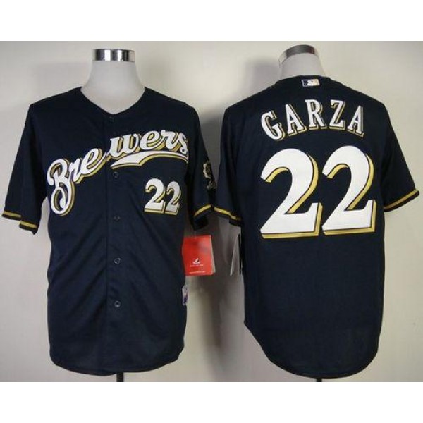 Brewers #22 Matt Garza Navy Blue Cool Base Stitched Jersey