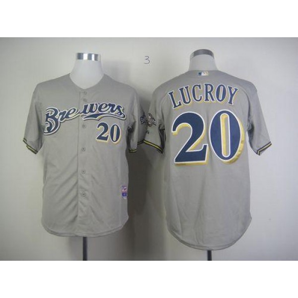Brewers #20 Jonathan Lucroy Grey Cool Base Stitched Jersey
