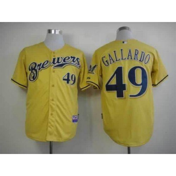 Brewers #49 Yovani Gallardo Yellow Alternate Cool Base Stitched Jersey