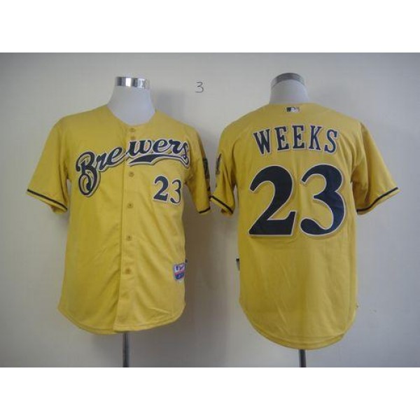 Brewers #23 Rickie Weeks Yellow Alternate Cool Base Stitched Jersey