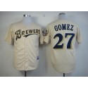 Brewers #27 Carlos Gomez Cream YOUniform Cool Base Stitched Jersey