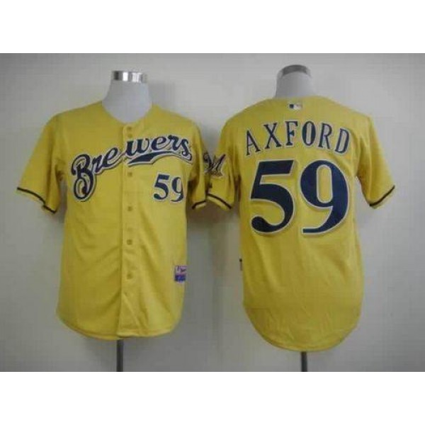 Brewers #59 John Axford Yellow Alternate Cool Base Stitched Jersey