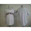Brewers Blank White (Blue Strip) Stitched Jersey