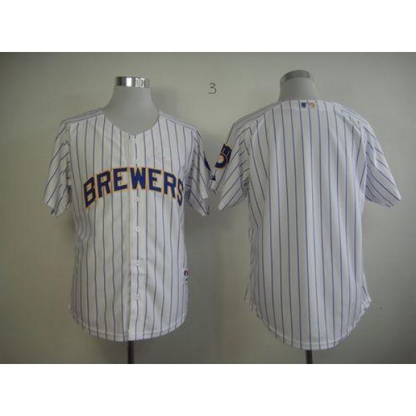 Brewers Blank White (Blue Strip) Stitched Jersey