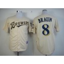 Brewers #8 Ryan Braun Cream YOUniform Cool Base Stitched Jersey