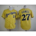 Brewers #27 Carlos Gomez Yellow Alternate Cool Base Stitched Jersey