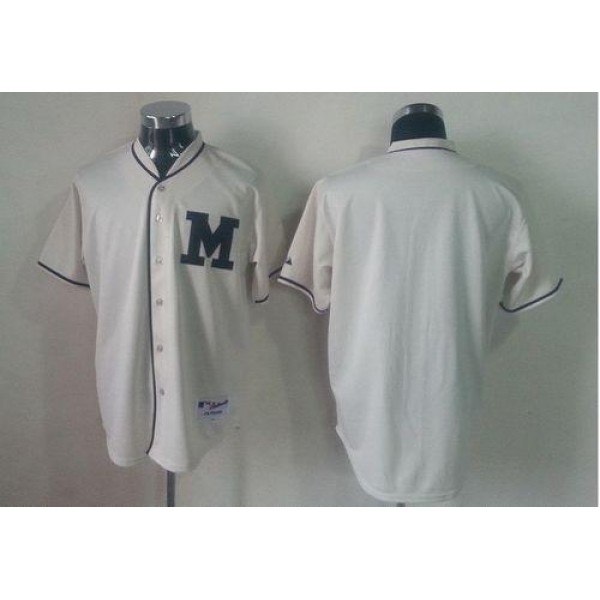 Brewers Blank Cream 1913 Turn Back The Clock Stitched Jersey