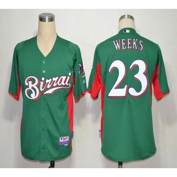 Brewers #23 Rickie Weeks Green Birrai Cool Base Stitched Jersey