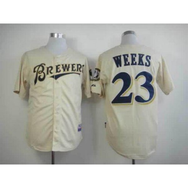 Brewers #23 Rickie Weeks Cream YOUniform Cool Base Stitched Jersey