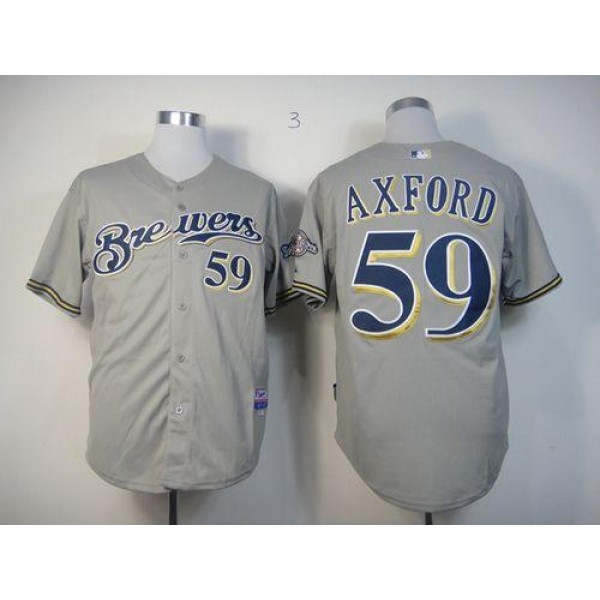 Brewers #59 John Axford Grey Cool Base Stitched Jersey