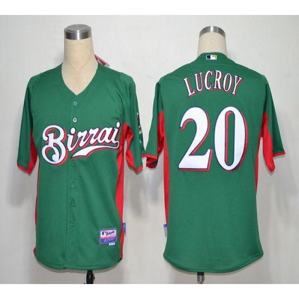 Brewers #20 Jonathan Lucroy Green Birrai Cool Base Stitched Jersey