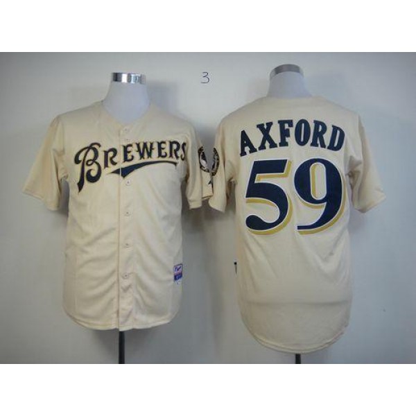 Brewers #59 John Axford Cream YOUniform Cool Base Stitched Jersey