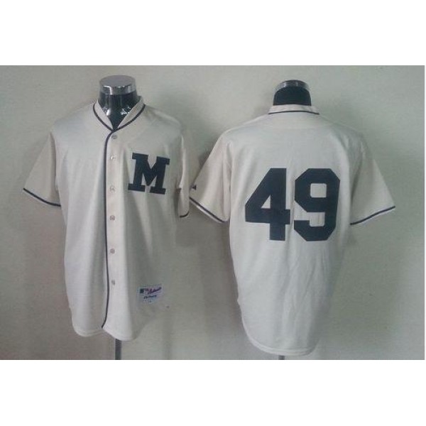 Brewers #49 Yovani Gallardo Cream 1913 Turn Back The Clock Stitched Jersey