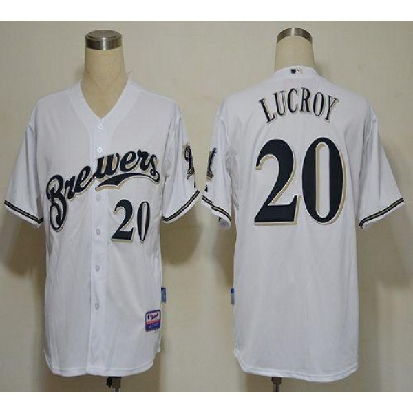 Brewers #20 Jonathan Lucroy White Cool Base Stitched Jersey