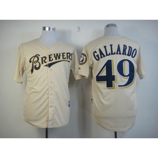 Brewers #49 Yovani Gallardo Cream YOUniform Cool Base Stitched Jersey