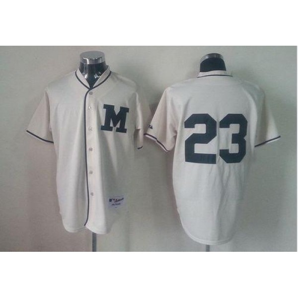 Brewers #23 Rickie Weeks Cream 1913 Turn Back The Clock Stitched Jersey