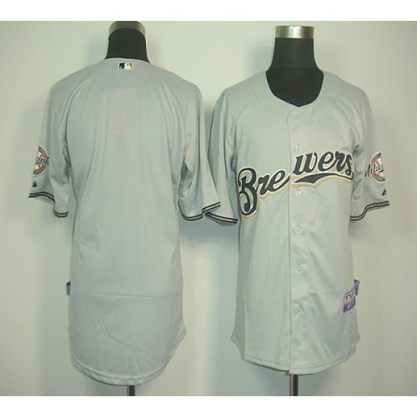 Brewers Blank Grey Cool Base Stitched Jersey
