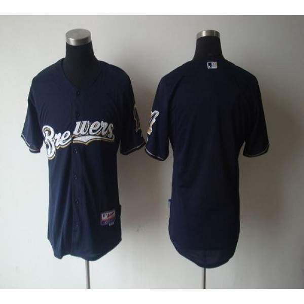 Brewers Blank Blue Cool Base Stitched Jersey