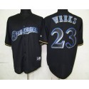 Brewers #23 Rickie Weeks Black Fashion Stitched Jersey