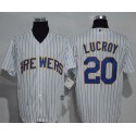 Brewers #20 Jonathan Lucroy White(Blue Strip) New Cool Base Stitched Jersey