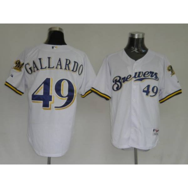 Brewers #49 Yovani Gallardo Stitched White Jersey