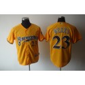 Brewers #23 Rickie Weeks Yellow Cerveceros Cool Base Stitched Jersey