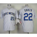 Brewers #22 Matt Garza White (Blue Strip) Stitched Jersey