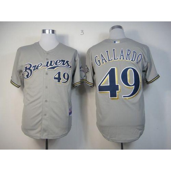 Brewers #49 Yovani Gallardo Stitched Grey Jersey