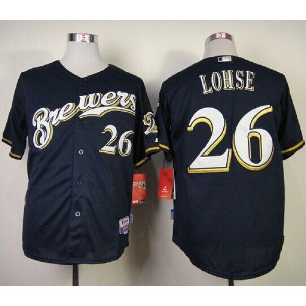 Brewers #26 Kyle Lohse Navy Blue Cool Base Stitched Jersey