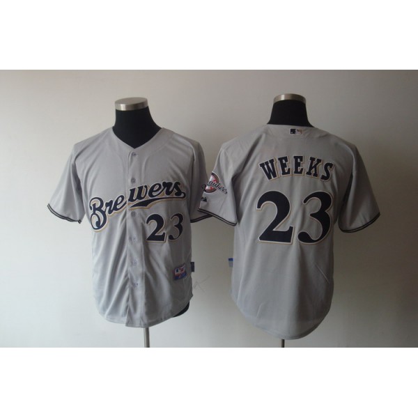 Brewers #23 Rickie Weeks Stitched Grey Jersey