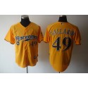 Brewers #49 Yovani Gallardo Yellow Cerveceros Cool Base Stitched Jersey