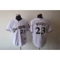 Brewers #23 Rickie Weeks Stitched White Jersey