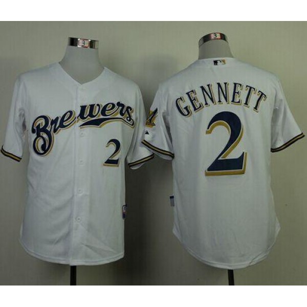 Brewers #2 Scooter Gennett White Cool Base Stitched Jersey