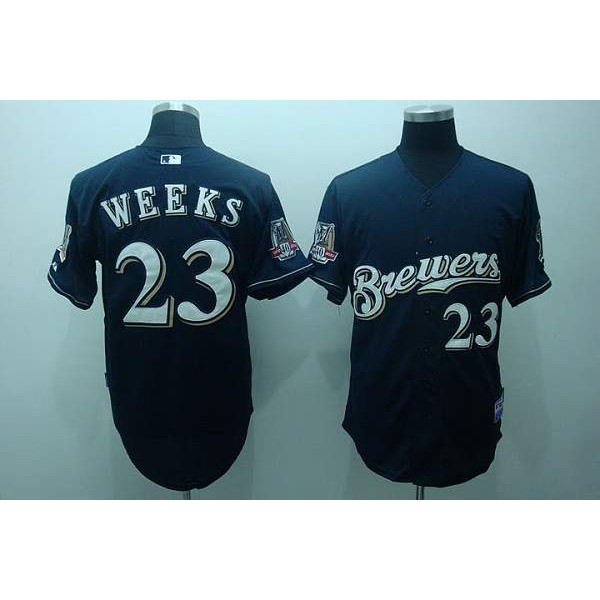 Brewers #23 Rickie Weeks Stitched Blue Jersey
