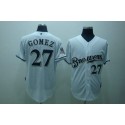 Brewers #27 Carlos Gomez Stitched White Cool Base Jersey