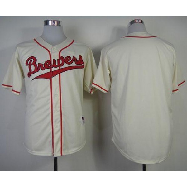 Brewers Blank Cream 1948 Turn Back The Clock Stitched Jersey