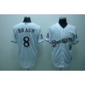 Brewers #8 Ryan Braun Stitched White Jersey