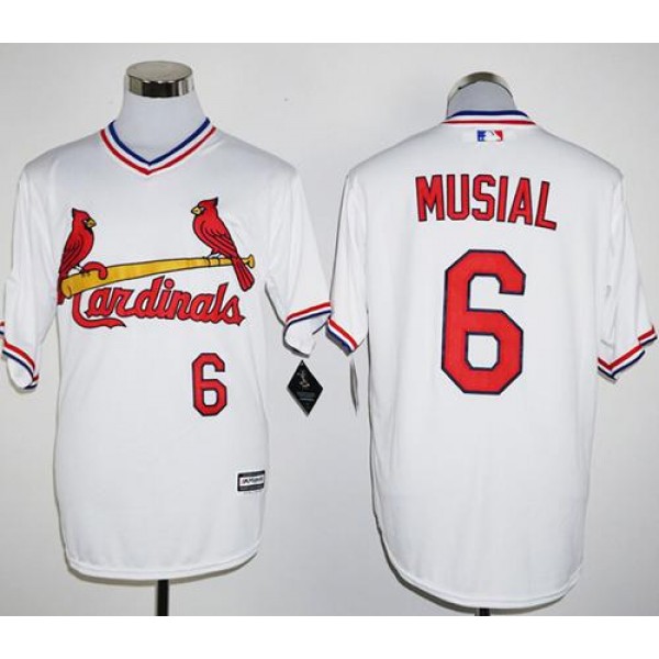 Cardinals #6 Stan Musial White New Cool Base Cooperstown Stitched Jersey