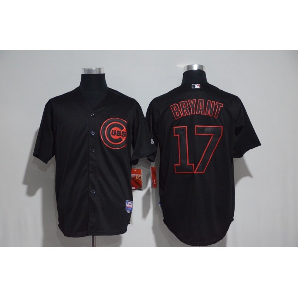 Chicago Cubs #17 Kris Bryant Black Strip Stitched Jersey