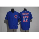 Chicago Cubs #17 Kris Bryant Blue Team Logo Print Cool Base Stitched Jersey