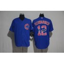 Chicago Cubs #12 Kyle Schwarber Blue Team Logo Print Cool Base Stitched Jersey
