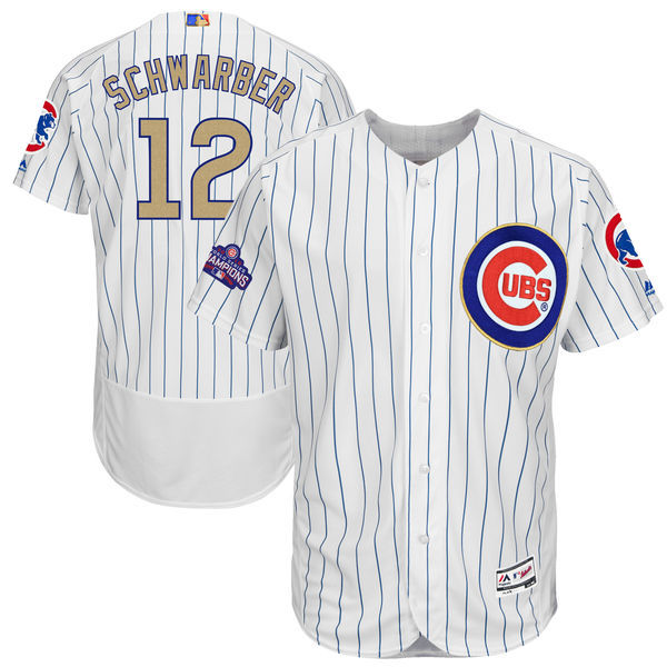 Chicago Cubs #12 Kyle Schwarber Majestic White 2017 Gold Program Flex Base Player Stitched Jersey