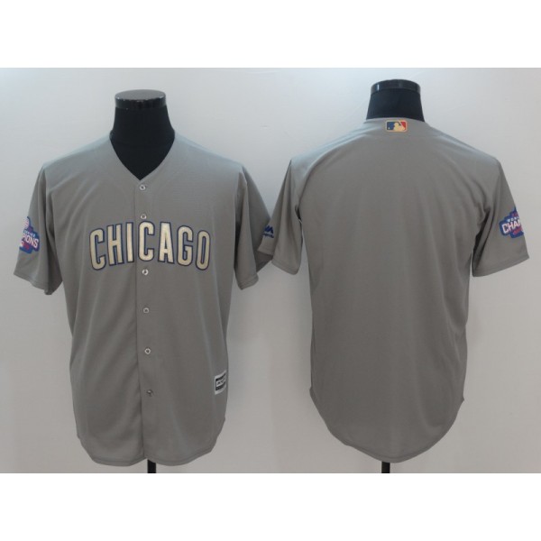 Chicago Cubs Blank Gray World Series Champions Gold Program Cool Base Stitched Jersey