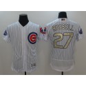 Chicago Cubs #27 Addison Russell Majestic White 2017 Gold Program FlexBase Player Stitched Jersey