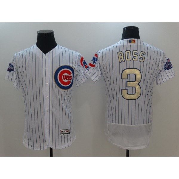 Chicago Cubs #3 David Ross White 2017 Gold Program Flexbase Stitched Jersey