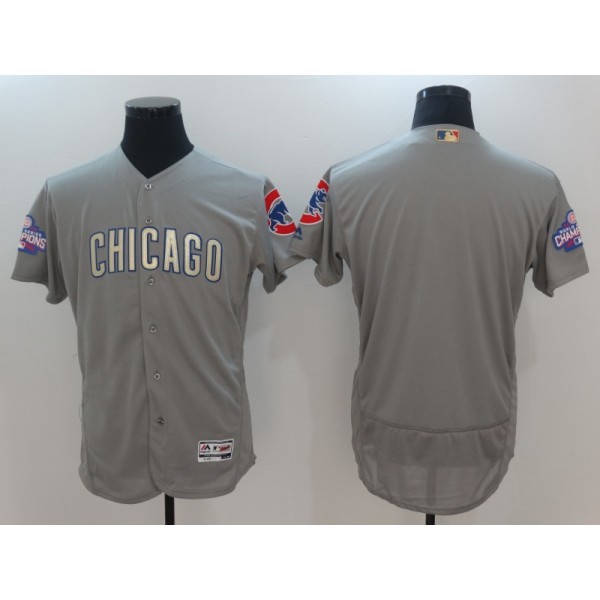 Chicago Cubs Blank Gray World Series Champions Gold Program Flexbase Stitched Jersey