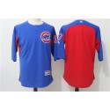 Chicago Cubs #17 Kris Bryant Blue Red Authentic Collection On-Field 3/4 Sleeve Batting Practice Stitched Jersey